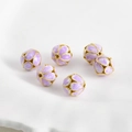 Detalle de cuentas chapadas en oro 18K con textura de mármol púrpura para joyería DIY - Cuenta de Flor Púrpura (Aprox. 9.8*10.4mm Agujero 1.5mm)