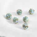 Detalle de cuentas de flores en esmalte cloisonné chapado en oro 18K para joyería artesanal - Cuenta de Flor Azul (Aprox. 9.8*10.4mm Agujero 1.5mm)