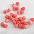 Macro shot of pink pumpkin-shaped resin beads with vertical texture for DIY jewelry making - Style 4 Small Pumpkin Spacer (Approx 7x8.2mm Hole 1.5mm)