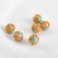 Primer plano de cuentas de flores de esmalte cloisonné chapado en oro 18K para joyas - Cuenta de Flor Azul Naranja (Aprox. 10*10.5mm Agujero 1.5mm)