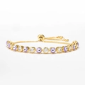 Bracciale dorato regolabile con perline occhio del diavolo viola e pietre di zircone - Viola