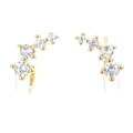Elegante 18K vergoldete Ohrringe mit vier weißen Zirkonia in geschwungener Form - Weiß