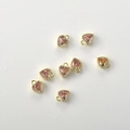 14k gold plated heart pendants with pink cubic zirconia for DIY jewelry making - Pink Zirconia