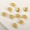 Detailed view of 14k gold-plated daisy charms with sparkling zircon centers and small rings - Gold Daisy (Approx 12*10mm)
