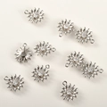 Close-up of 14k gold plated flower pendant with sparkling cubic zirconia for DIY jewelry - Silver Daisy (Approx 12*10mm)