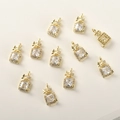 10er-Set vergoldete Schmetterlingsanhänger mit Zirkonia im Smaragdschliff für DIY-Schmuck - 14K Gold Vergoldet Eckiger Weißer Zirkonia Schmetterling Anhänger (H-157)