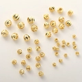 Perline rotonde sfaccettate placcate oro 14 carati per creazione di gioielli DIY - Perlina Rotonda Sfaccettata (1#) / 2.5mm (50 Pezzi/Confezione) / Oro 14K