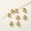 Distanziatori a cuore in zircone placcati oro 14k per la creazione di gioielli fai da te - Oro 14K Ovale Zirconia Bianco (Circa 8*6.7mm Foro 1mm)