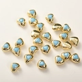 Dettaglio di perline a forma di cuore placcate oro 14k con zircone azzurro per gioielli - Oro 14K Turchese Cuore (Circa 6.9*8mm Foro 1mm)
