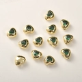 Dettaglio di distanziatori in zircone verde a forma di cuore placcati in oro 14k DIY - Oro 14K Zirconia Verde Cuore (Circa 6.9*8mm Foro 1mm)