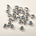 Vista macro di perline a cuore in argento con zircone blu per gioielli fai-da-te - Argento Blu Lago Cuore (Circa 6.9*8mm Foro 1mm)