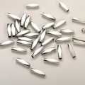 Macro view of silver faceted hollow tube metal beads for DIY jewelry making material - Silver Square Long Tube (18#White K)