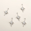 Detail of star-shaped 14k gold-plated pendants with cubic zirconia for DIY jewelry making - Cross Star Style / White K Cross Star