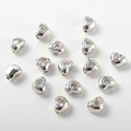 Macro shot of silver heart beads with zircon stones for DIY jewelry making - Silver White Zirconia Heart (Approx 6.9*8mm Hole 1mm)