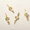 Set mit 4 vergoldeten Schlangenanhängern mit Zirkonia und schwarzen Augen für DIY-Schmuck - 14k Gold Mittlere Schlange