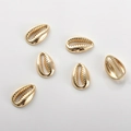 Macro-opname van zes 18k gouden schelphangers voor DIY-sieraden maken accessoires - 12# Open Wulk (Ong. 11.7*7.6mm)