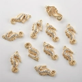 Set van 10 18k vergulde zeepaardje hangers met zirkonia stenen voor DIY sieraden maken - 9# Zeepaardje (Ong. 21*10mm)