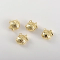 Détail des breloques poissons plaquées or 14k avec texture écailles pour bijoux DIY - Poisson Rond Plaqué Or 14K (10*9.7mm)