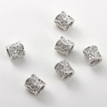 Perle cilindriche in rame argentato con zirconi micro-incastonati per gioielli DIY - Stile B Perla a Botte Argento (Circa 6.5x6.3mm Foro 3.6mm)