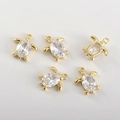 Détail de cinq pendentifs tortue plaqués or 14 carats avec pierres de zircone ovales - Tortue Zirconia Plaqué Or 14K (12.5*11.3mm)
