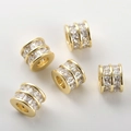 Five 14k gold plated cylinder spacer beads with pavé cubic zirconia for DIY jewelry - 11#F Model 14K Gold Barrel Bead (Approx 5.4*7mm Hole 3mm)