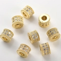 14K gold plated barrel beads with sparkling white zircons for DIY jewelry making - 9#E Model 14K Gold Barrel Bead (Approx 4.4*6mm Hole 2.6mm)