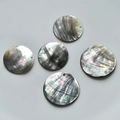 Five pieces of natural black shell round flat pendants with iridescent luster for DIY jewelry - 18# Black Shell (30mm)
