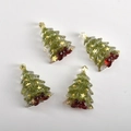 Dettaglio di ciondoli a forma di albero di Natale in resina con perline oro e fiocco rosso - Toppa Albero di Natale Fiocco (30#) / Verde (Toppa Albero di Natale Fiocco)