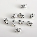 14k gold plated textured metal spacer beads in olive barrel shape for DIY jewelry making - Approx 7x4.8mm / Silver