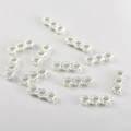 Detail of 18k gold plated three-row snowflake beads for DIY jewelry making - 12.8x4.9mm / Silver