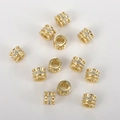 14k vergoldete Zylinder-Zwischenperlen mit Zirkonia-Inlay für DIY-Schmuckherstellung - 14K Gold Mehrloch Zirkonia Spacer Perle (5.4*6.8mm)