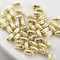Detailed macro view of 14k gold plated cylindrical beads for DIY jewelry making - Style D / 10 Pieces (7.8*4mm) / 14K Gold