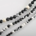 Detailed view of polished zebra stone round beads in three sizes for DIY jewelry making - 5# Black White Zebra Stone / 6mm
