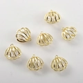 14k gold-plated hollow shell pendants with moving zircon stones for DIY jewelry making - 14K Gold Shell Zircon Pendant