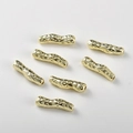 Baroque textured peanut shaped gold plated tube beads for DIY jewelry making sets - Gold