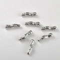 Curved 14k gold plated textured silver spacer tube beads for DIY jewelry making - Silver