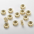 Macro view of 14k gold plated clover spacer beads with sparkling zircon for DIY jewelry - 14K Large Flower Spacer Bead (13#)