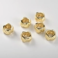 Set di 6 perline a quadrifoglio placcate oro 14k con motivo trapuntato per gioielli - Stile Fiore Oro 14K Foro Grande
