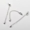 Tre catene di estensione argentate con chiusura a moschettone e ciondolo a cuore - Oro Bianco Cuore con Singolo Zircone