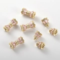 14k gold plated screw clasp jewelry connector with pink zircon for DIY bracelets - 14k Gold Plated Pink Zirconia Style