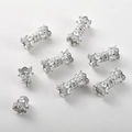 Macro detail of silver plated 14k gold screw clasp with cubic zirconia for DIY jewelry - Silver Plated White Zirconia Style