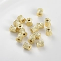 14k gold-plated hammered barrel spacer beads for DIY jewelry making and necklaces - 14k Gold Small (8.5x8mm)