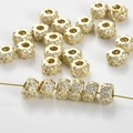 14k gold plated wheel charm bead with micro-paved cubic zirconia for DIY jewelry making - Wheel Bead (6.8*4mm) / 2.6mm Hole / 14K Gold