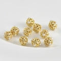 Perles intercalaires ajourées dorées avec perles blanches pour bijoux DIY - Env. 10mm / Boule de Perle Or Antique