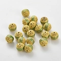 Détail de perles plaquées or à motif vague avec émail vert pour création de bijoux DIY - Vert