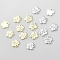 14k gold plated flower pendants with Hand Made engraving for DIY jewelry making - 8.8*9.2mm / White Gold Flower Tag