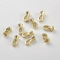 Detailopname van tien gepolijste 14k vergulde vouwhaakjes voor DIY-sieraden en hangers - K-21 14K Goud Pinch Bail Sluiting (12.3x6mm)