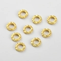 Nine golden textured hollow round spacer beads for DIY handmade jewelry bracelets - Large (Outer Diameter 10mm) / Sand Gold