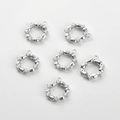 Close-up of six silver-plated round pendants with inlaid cubic zirconia for DIY jewelry - 16# White Gold Bamboo Joint Round (Approx 15.4*12.9mm)