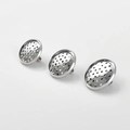 Polished silver half-sphere brooch base with perforated holes for DIY jewelry - 18mm / White Gold Plated (14#)